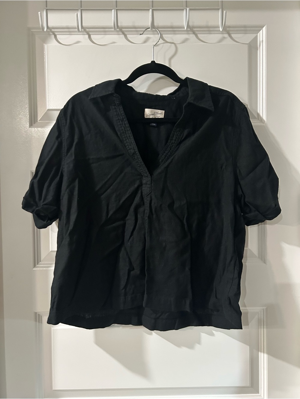 Universal Thread Black Casual Button-Down Short Sleeve Shirt
